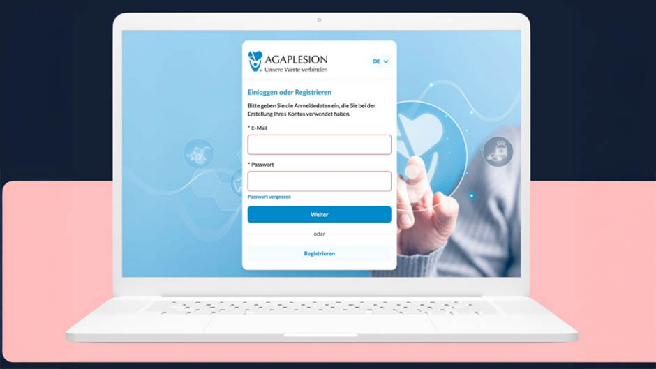 AGAPLESION Patientenportal auf einem Laptop